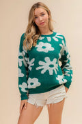BiBi Flower Pattern Long Sleeves Sweater Top - Trendsi | Lola Mariee