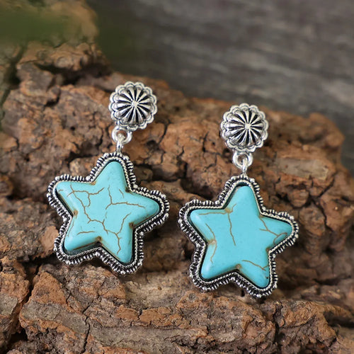 Artificial Turquoise Alloy Star Earrings | Lola Mariee