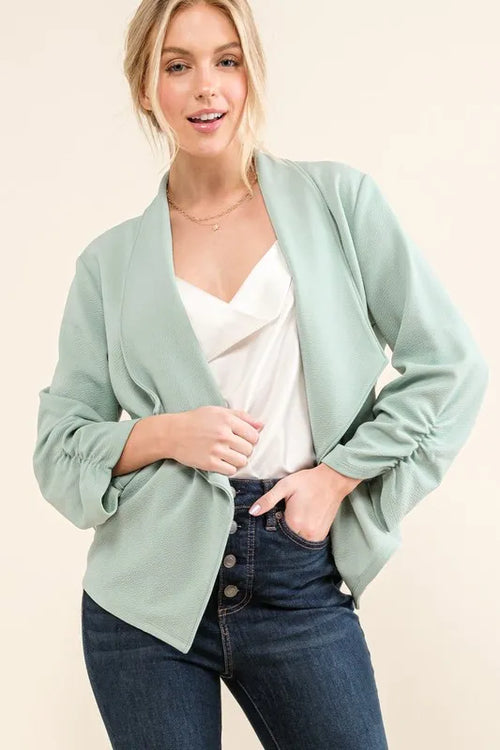 And The Why Stretch Non-Wrinkled Basic Open-Front Blazer | Lola Mariee