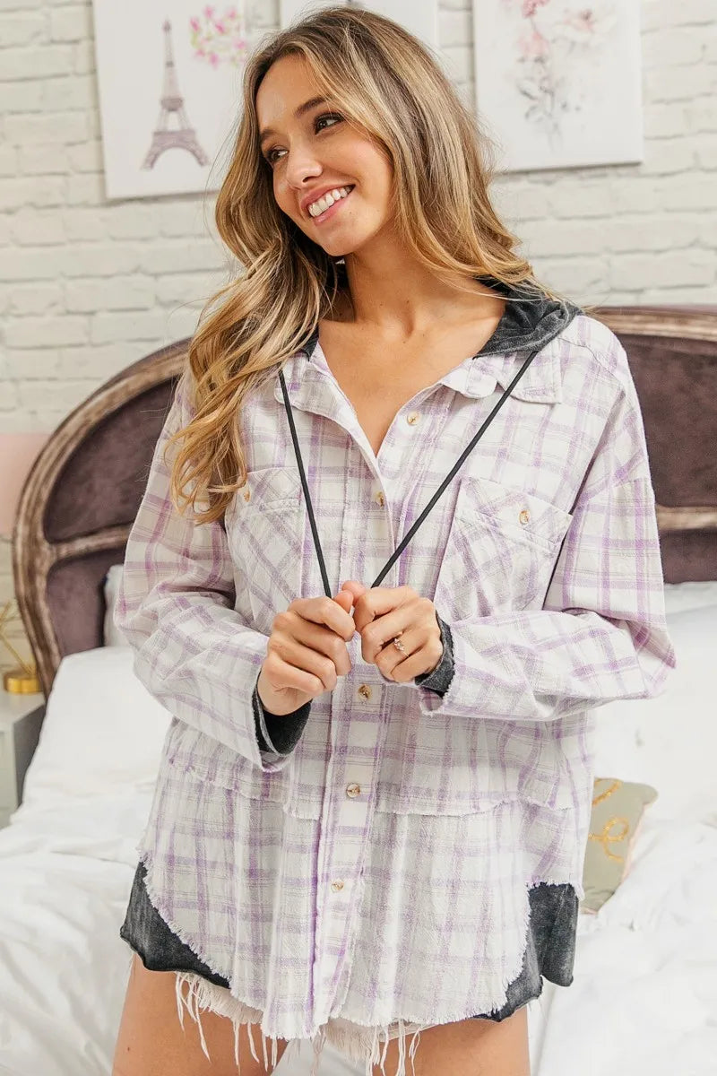 BiBi Casual Check Shirts With Hood - Trendsi | Lola Mariee