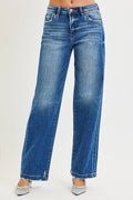 RISEN Full Size Slouchy Baggy Jeans Pocket Side Seam Detail Plus Size - women's bottoms at Lola Mariee boutique