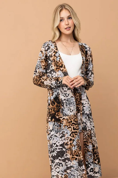 And The Why Animal Print Kimono and Shorts Set | Lola Mariee