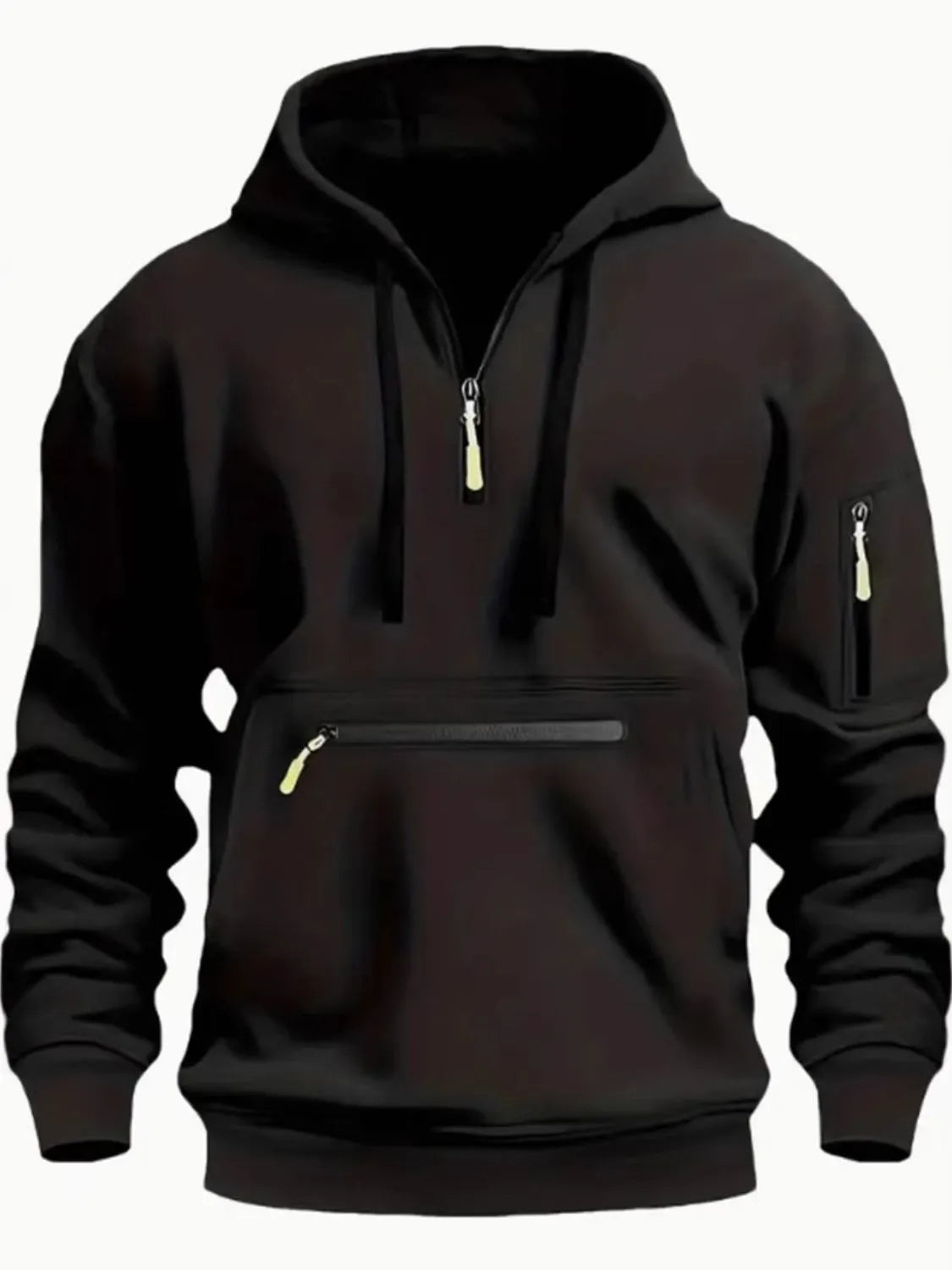 Men's Full Size Half Zip Long Sleeve Hoodie Plus Size – view 2 | Lola Mariee