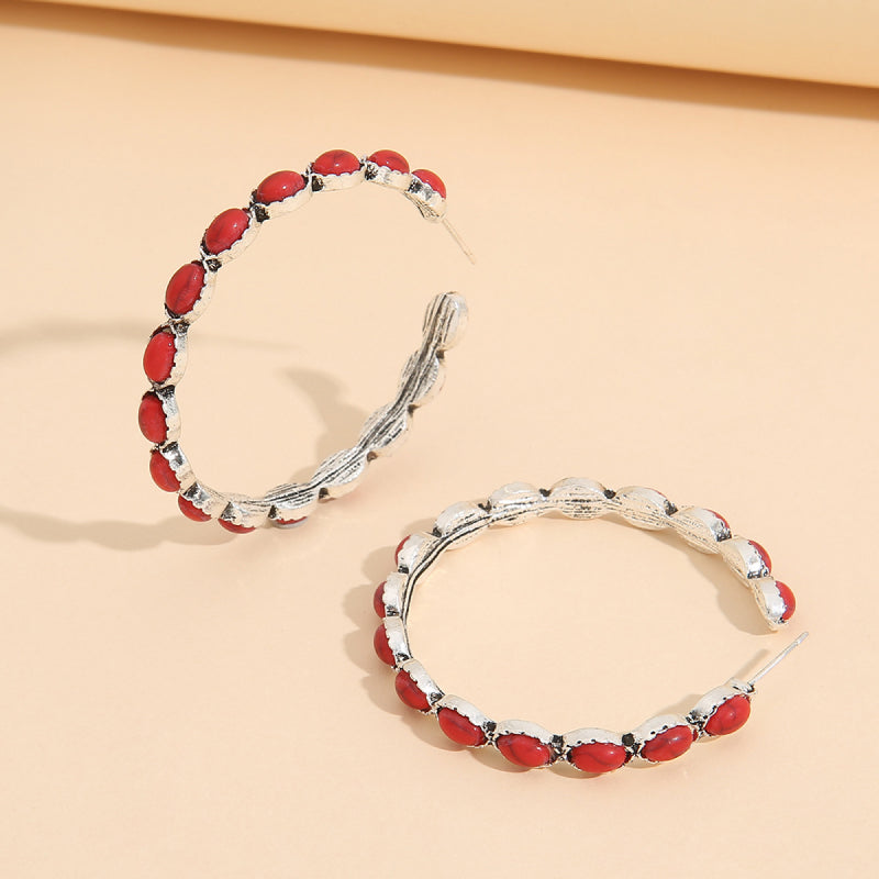 Artificial Turquoise C-Hoop Earrings – view 8 | Lola Mariee
