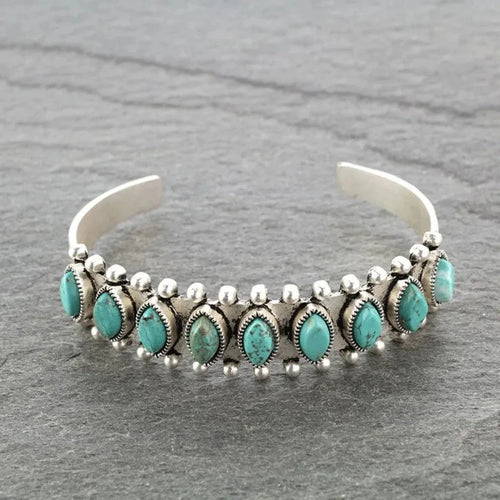 Artificial Turquoise Alloy Open Bracelet | Lola Mariee