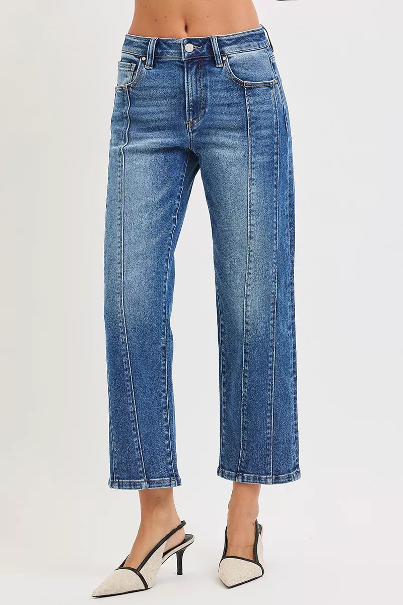 RISEN High Rise Crop Straight Jeans - women's top at Lola Mariee boutique