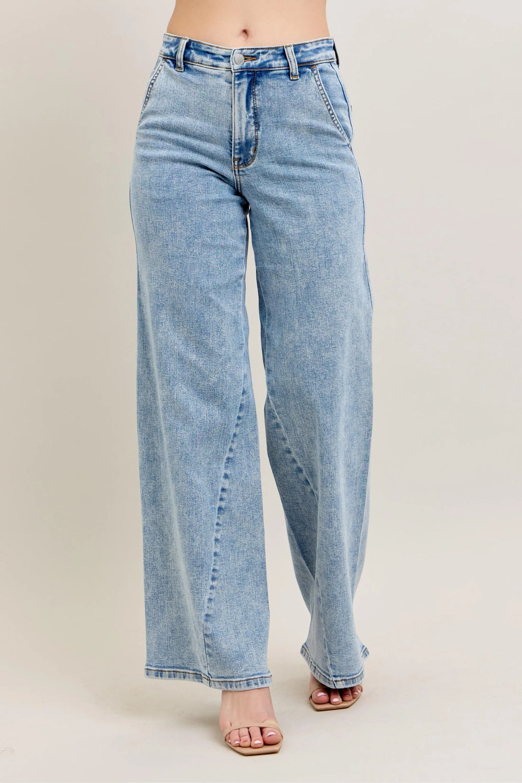 Judy Blue Full Size High Waist Wide Leg Jeans with Skewed Inseam Plus Size - women's bottoms at Lola Mariee boutique