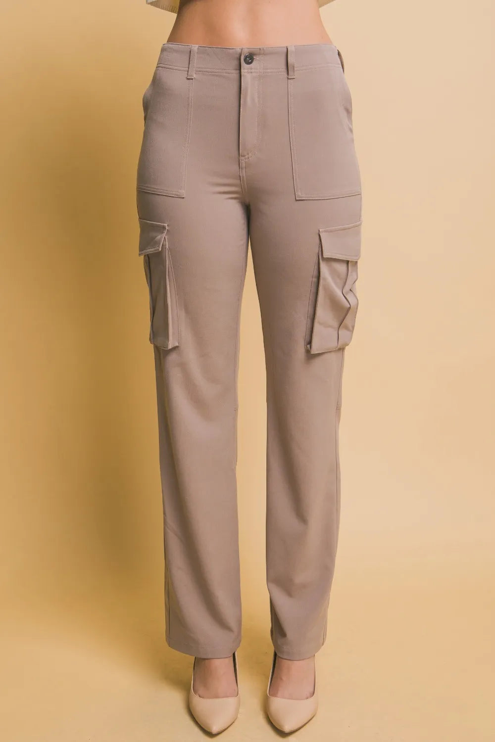 Love Tree High Rise Cargo Pants with Pockets - women's bottoms at Lola Mariee boutique