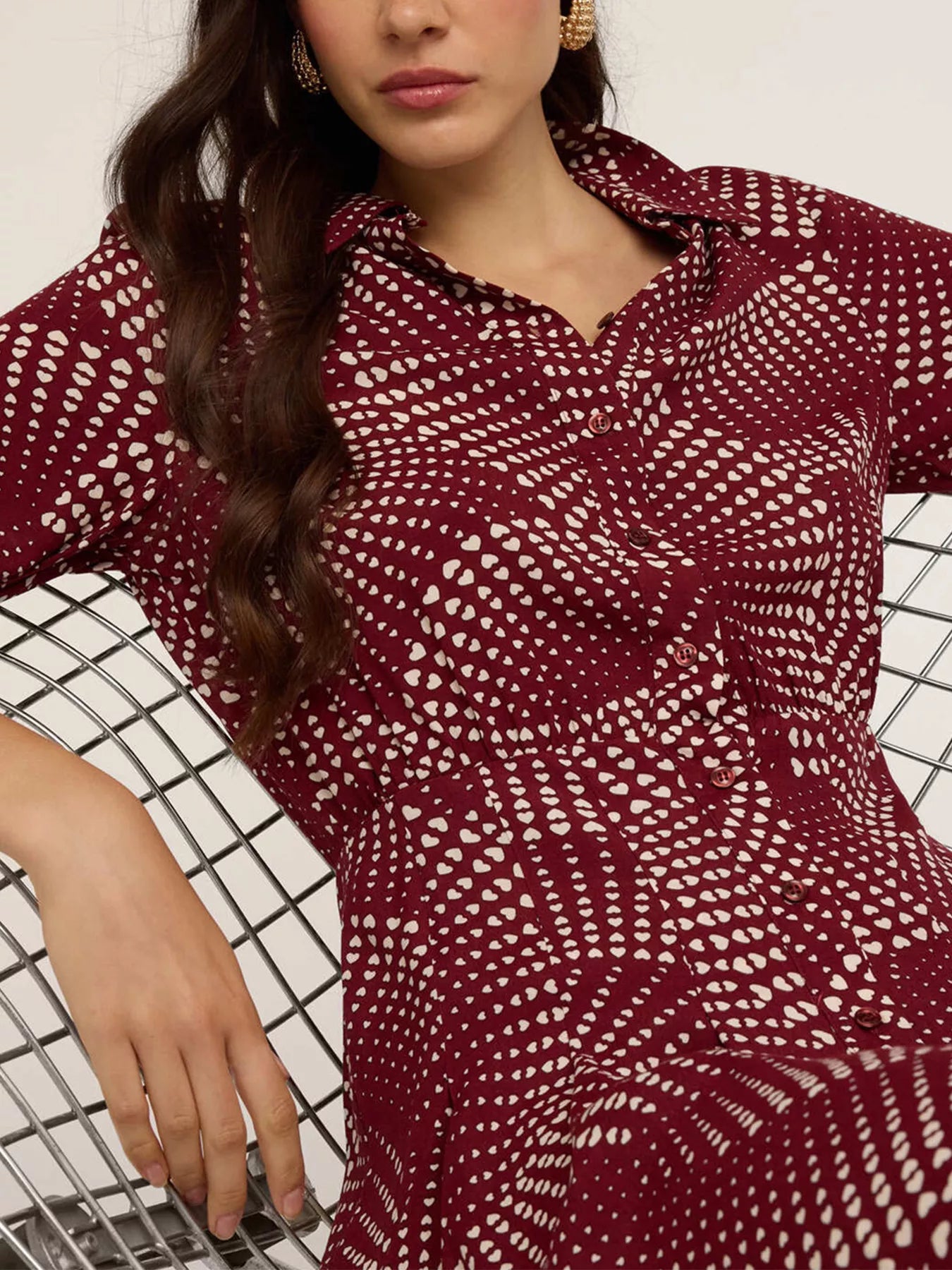 Printed Long Sleeve Mini Shirt Dress - Trendsi | Lola Mariee