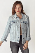 RISEN Distressed Button Up Jacket - LOLA MARIEE | Lola Mariee