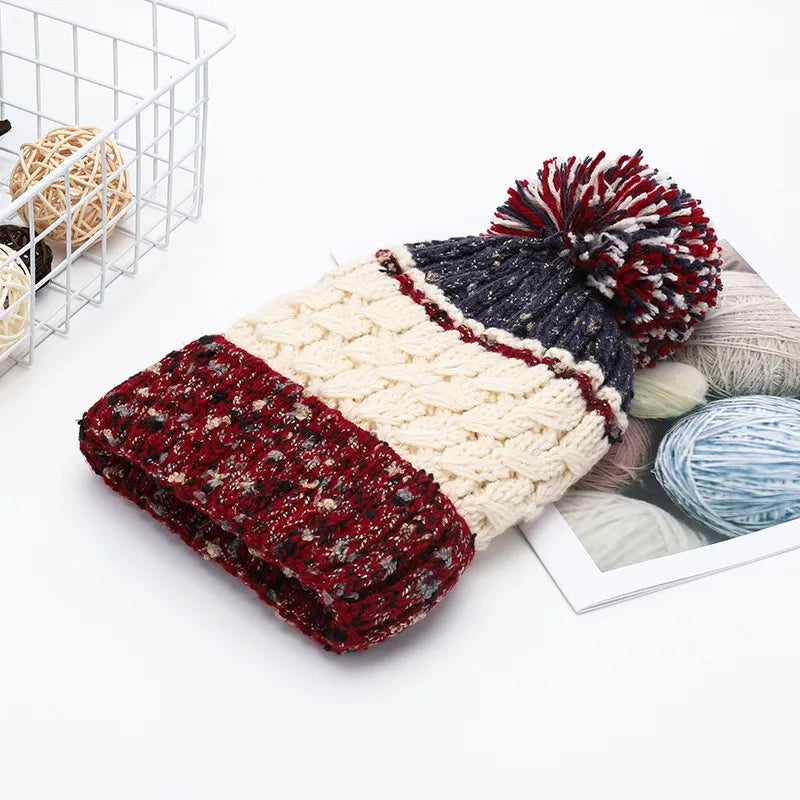 Contrast Thermal Hat with Pompom – view 2 | Lola Mariee