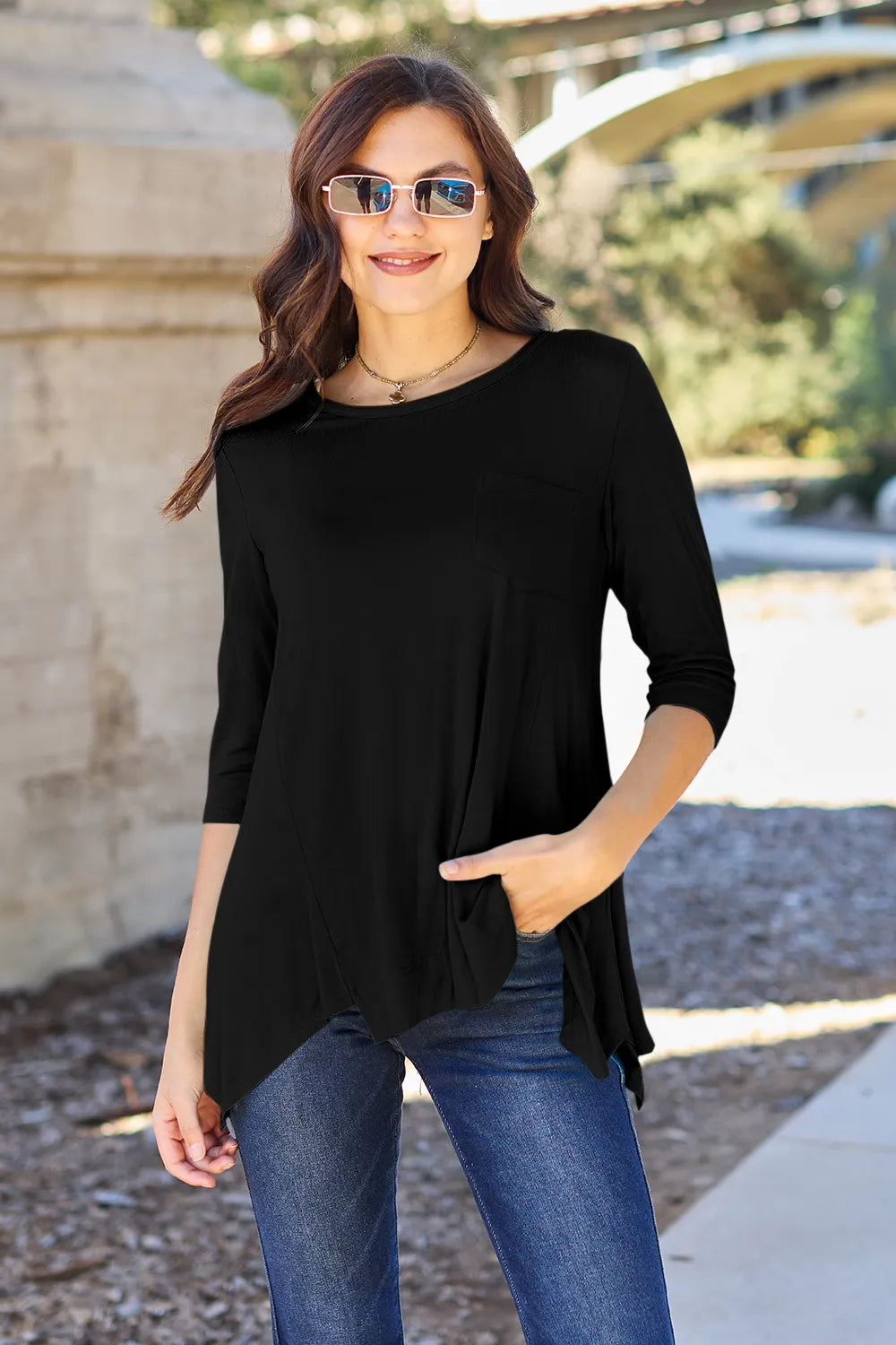 Basic Bae Full Size Round Neck Pocketed T-Shirt – view 7 | Lola Mariee