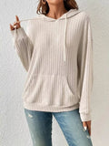 Casual Ribbed Knit Drawstring Hoodie - Trendsi | Lola Mariee