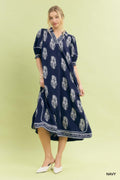 Umgee Border Print Collared Midi Dress - Trendsi | Lola Mariee