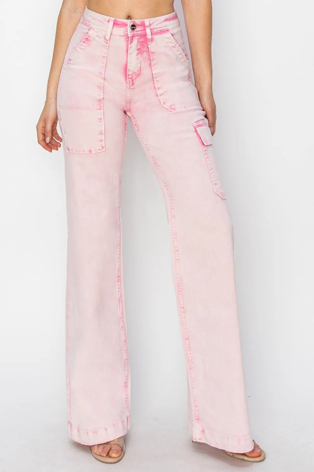RISEN Full Size High Rise Cargo Pocket Jeans - women's bottoms at Lola Mariee boutique