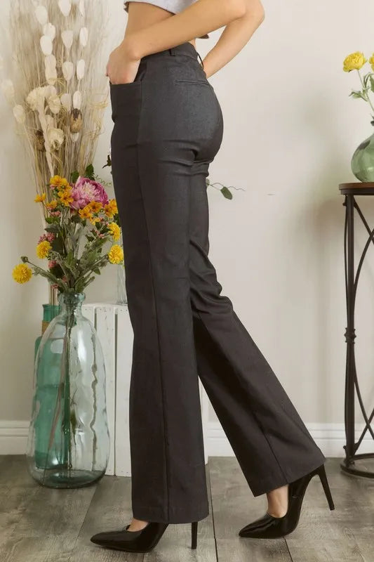 Mittoshop Full Size Solid Color Pants with Pocket Plus Size – view 2 | Lola Mariee