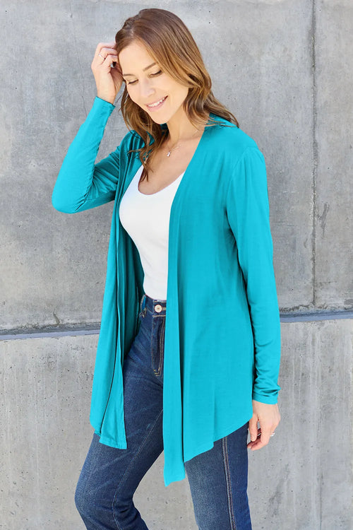 Basic Bae Full Size Open Front Long Sleeve Cardigan – view 2 | Lola Mariee