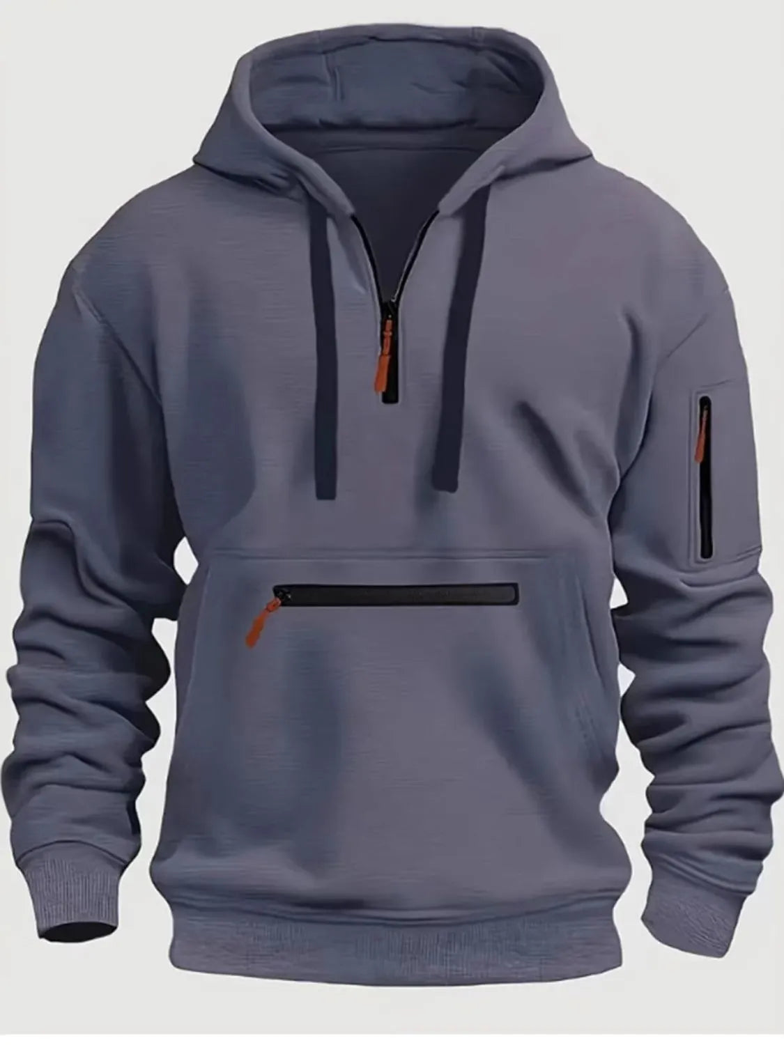 Men's Full Size Half Zip Long Sleeve Hoodie Plus Size – view 5 | Lola Mariee