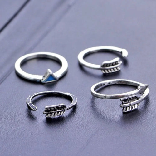Alloy Turquoise 9-Piece Ring Set – view 2 | Lola Mariee