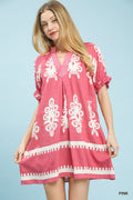 Umgee Two Tone Border Print Mini Dress - Trendsi | Lola Mariee