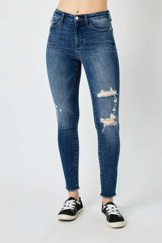 Judy Blue Full Size High Waist Distressed Skinny Jeans - women's bottoms at Lola Mariee boutique