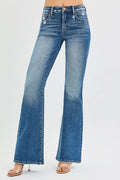 RISEN Full Size Tummy Control High Rise Flare Jeans Plus Size - women's bottoms at Lola Mariee boutique
