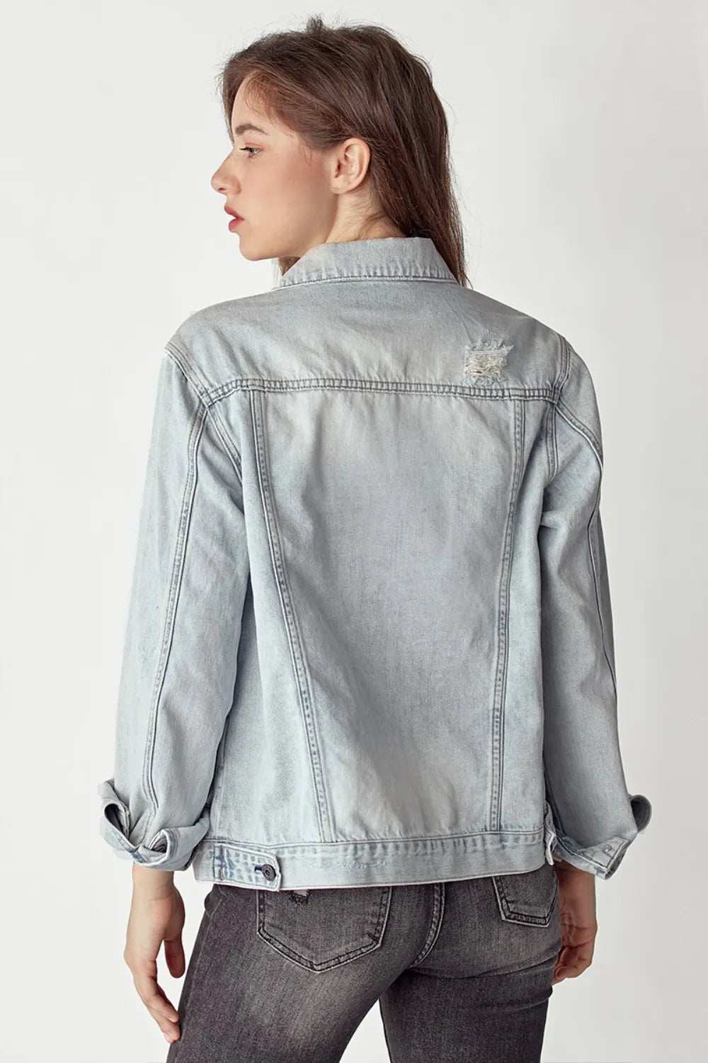 RISEN Distressed Button Up Jacket - LOLA MARIEE | Lola Mariee
