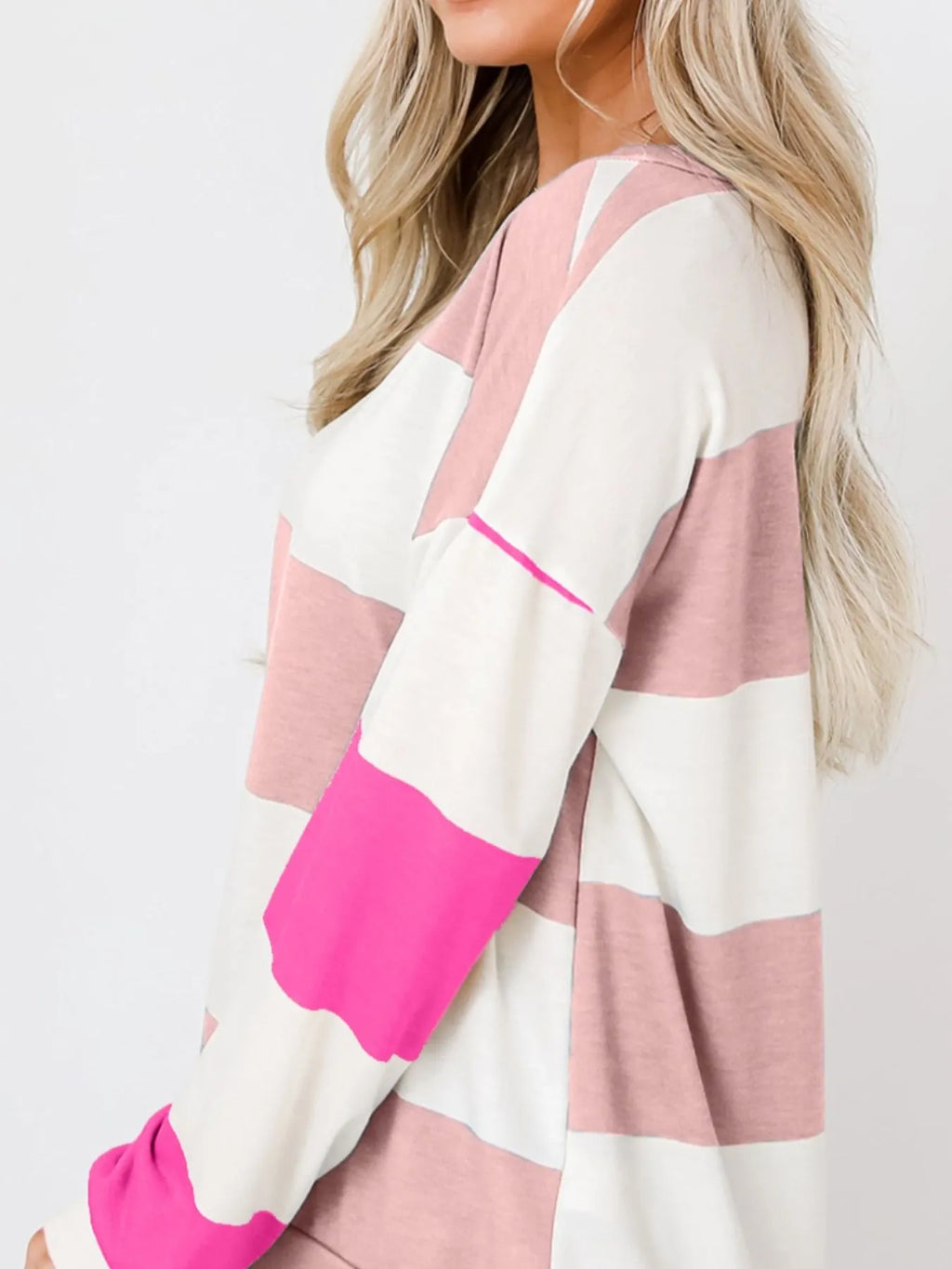 Color Block Drop Shoulder Long Sleeve Top - Trendsi | Lola Mariee