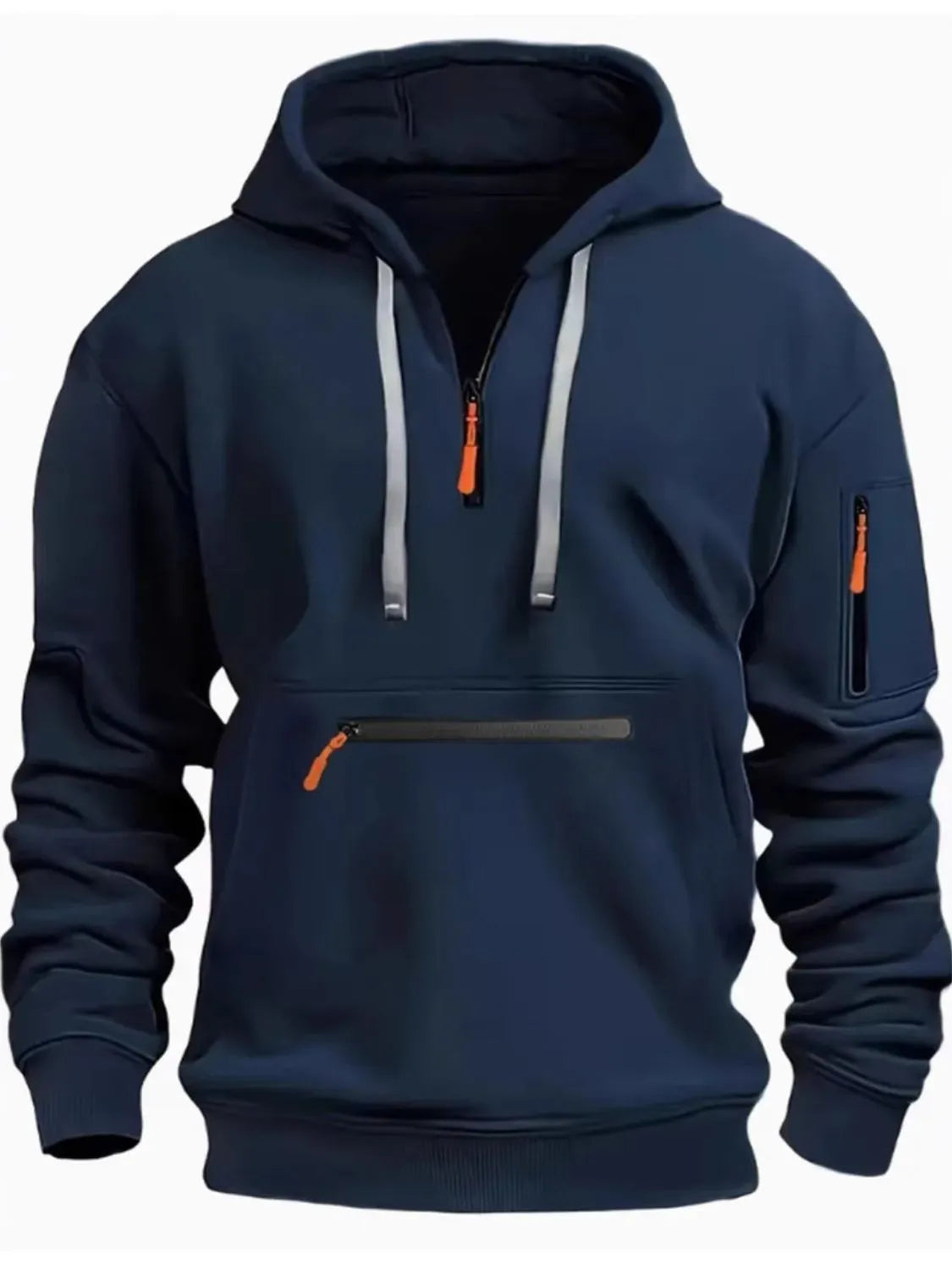 Men's Full Size Half Zip Long Sleeve Hoodie Plus Size – view 3 | Lola Mariee