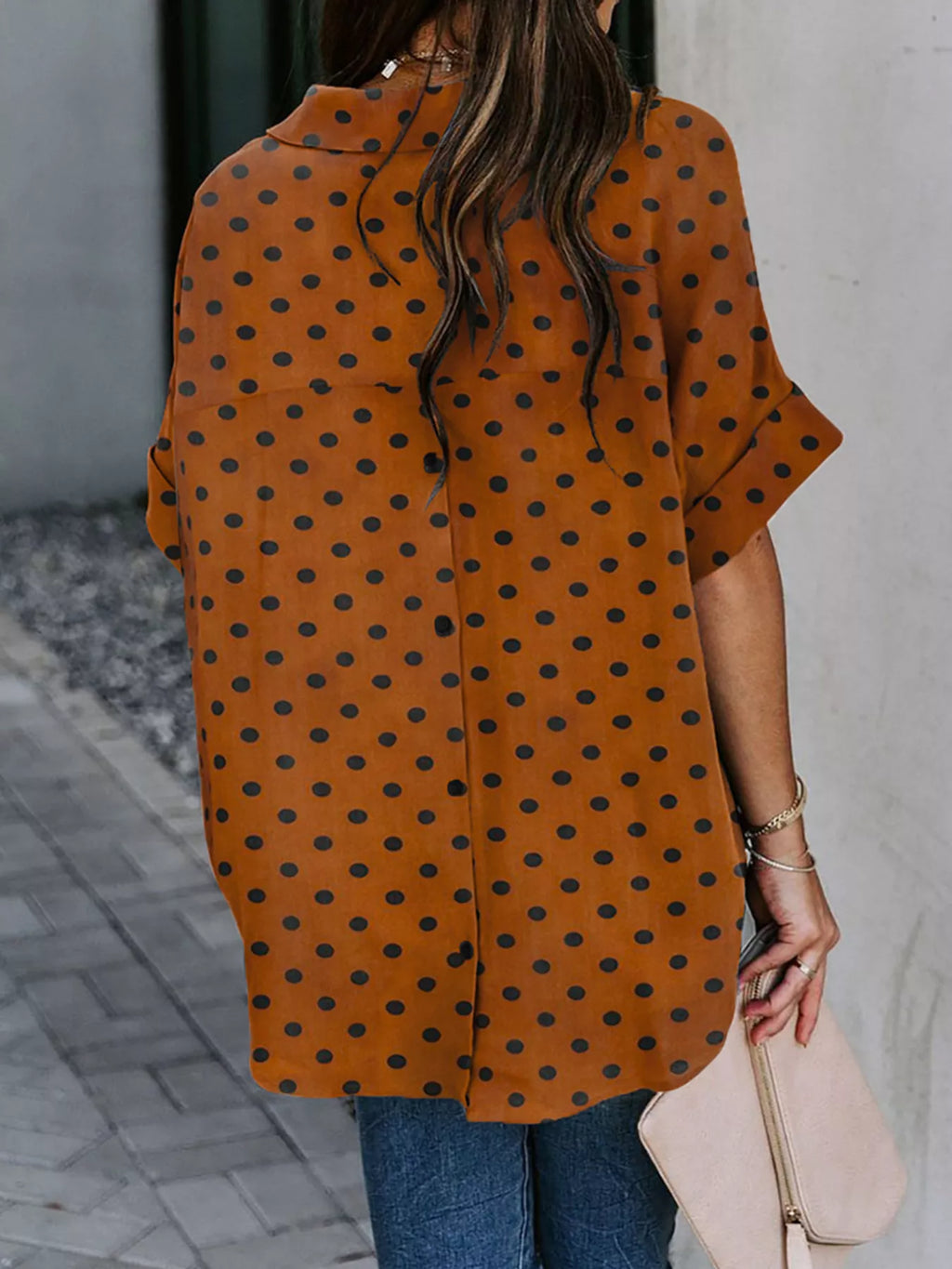 Full Size Collared Neck Half Sleeve Shirt Plus Size - Trendsi | Lola Mariee