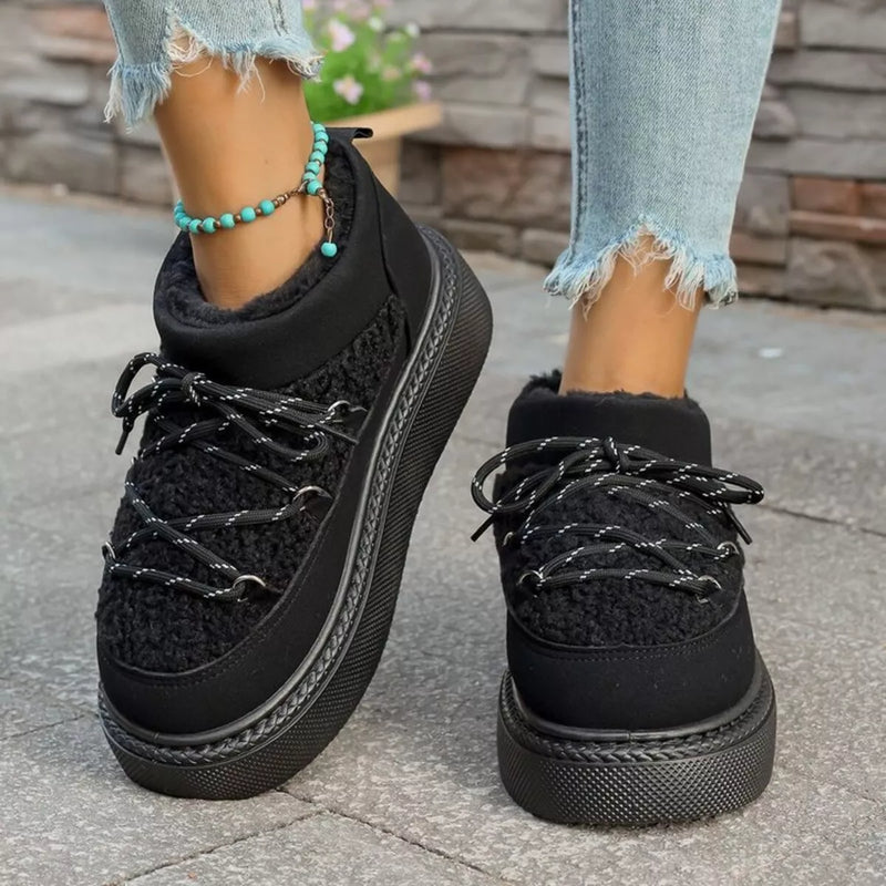 Cozy Plush Lined Lace-Up Platform Winter Boots | Lola Mariee