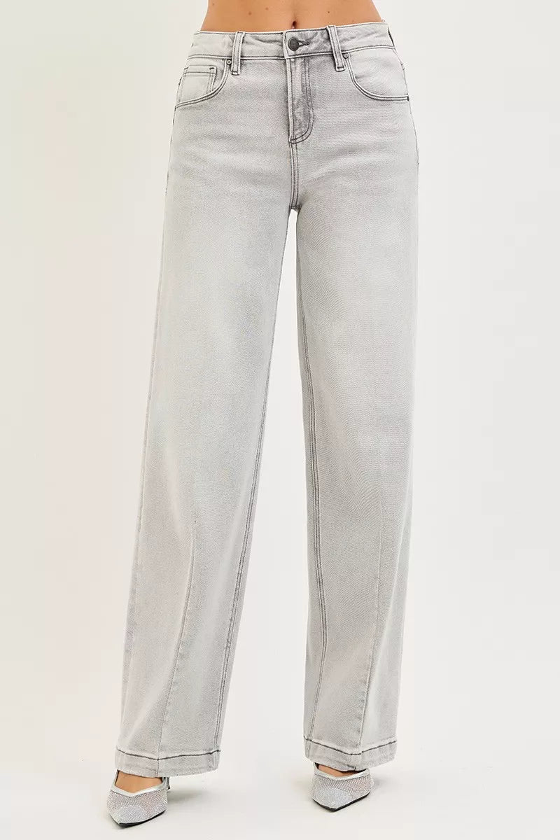 RISEN Slouchy Baggy Jeans with Contrast Stitching - women's bottoms at Lola Mariee boutique