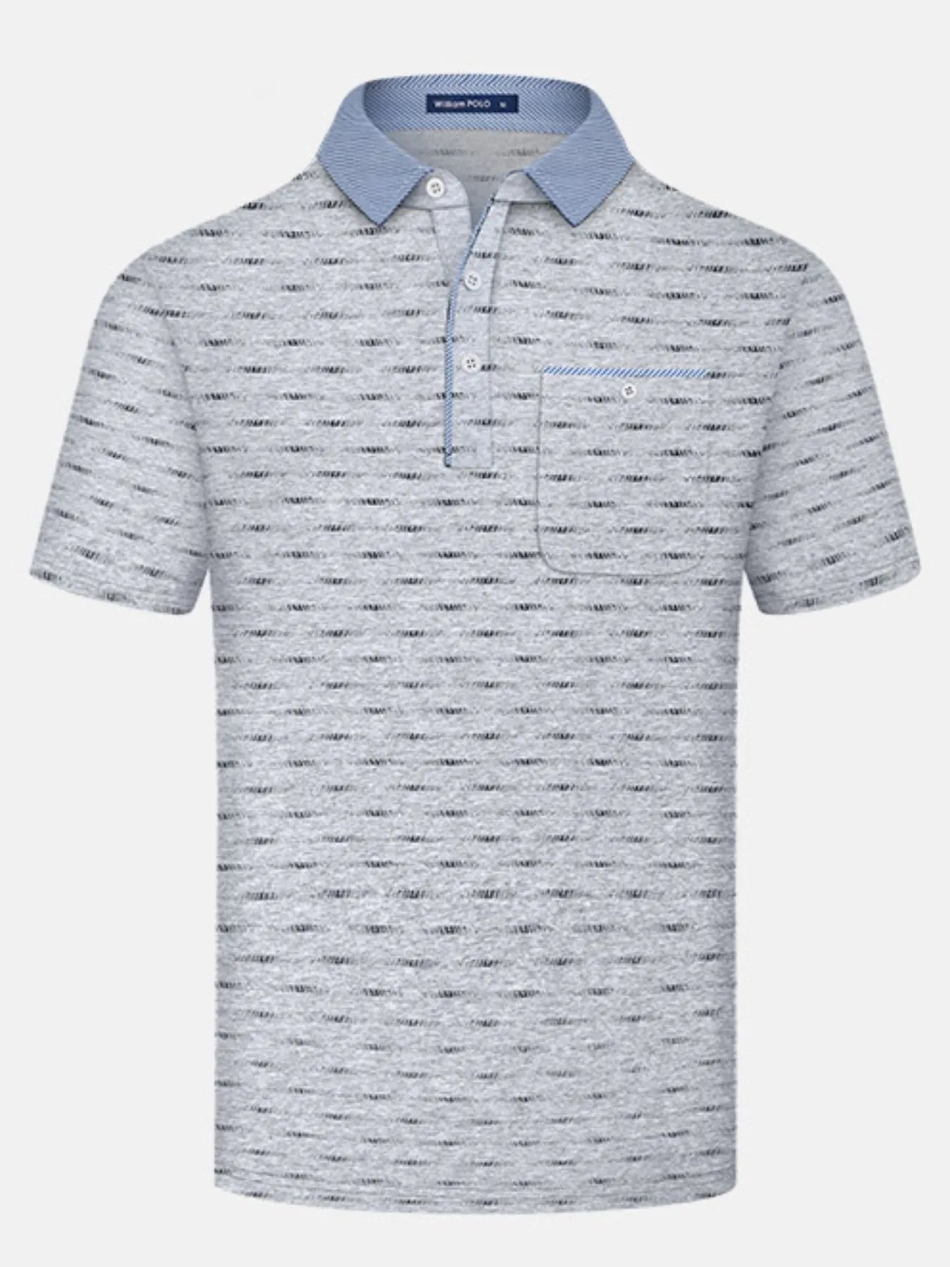 Men's Plus Size Classic Striped Polo Shirt with Contrast Collar – view 4 | Lola Mariee
