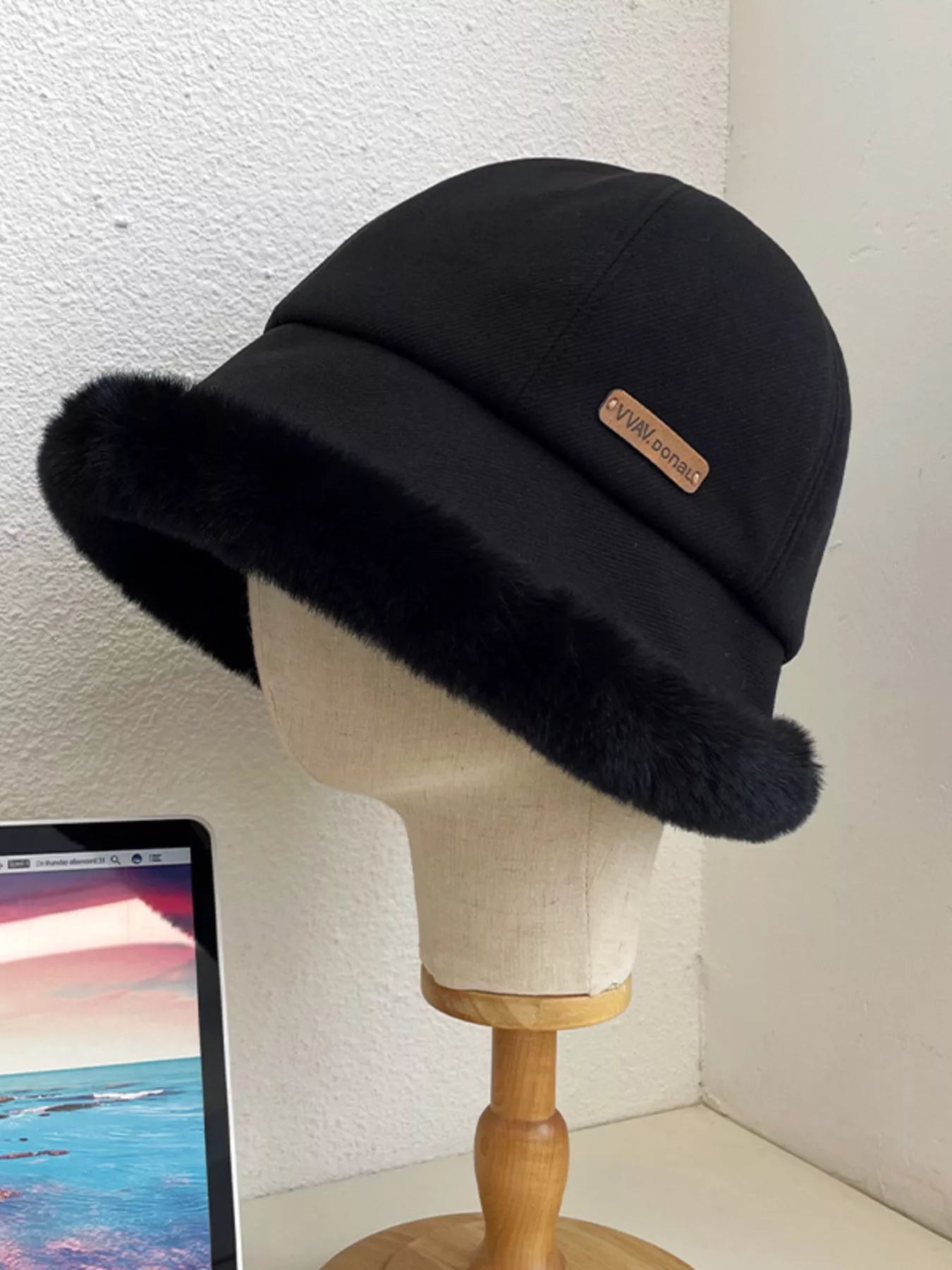 Fuzzy Trim Bucket Hat – view 3 | Lola Mariee
