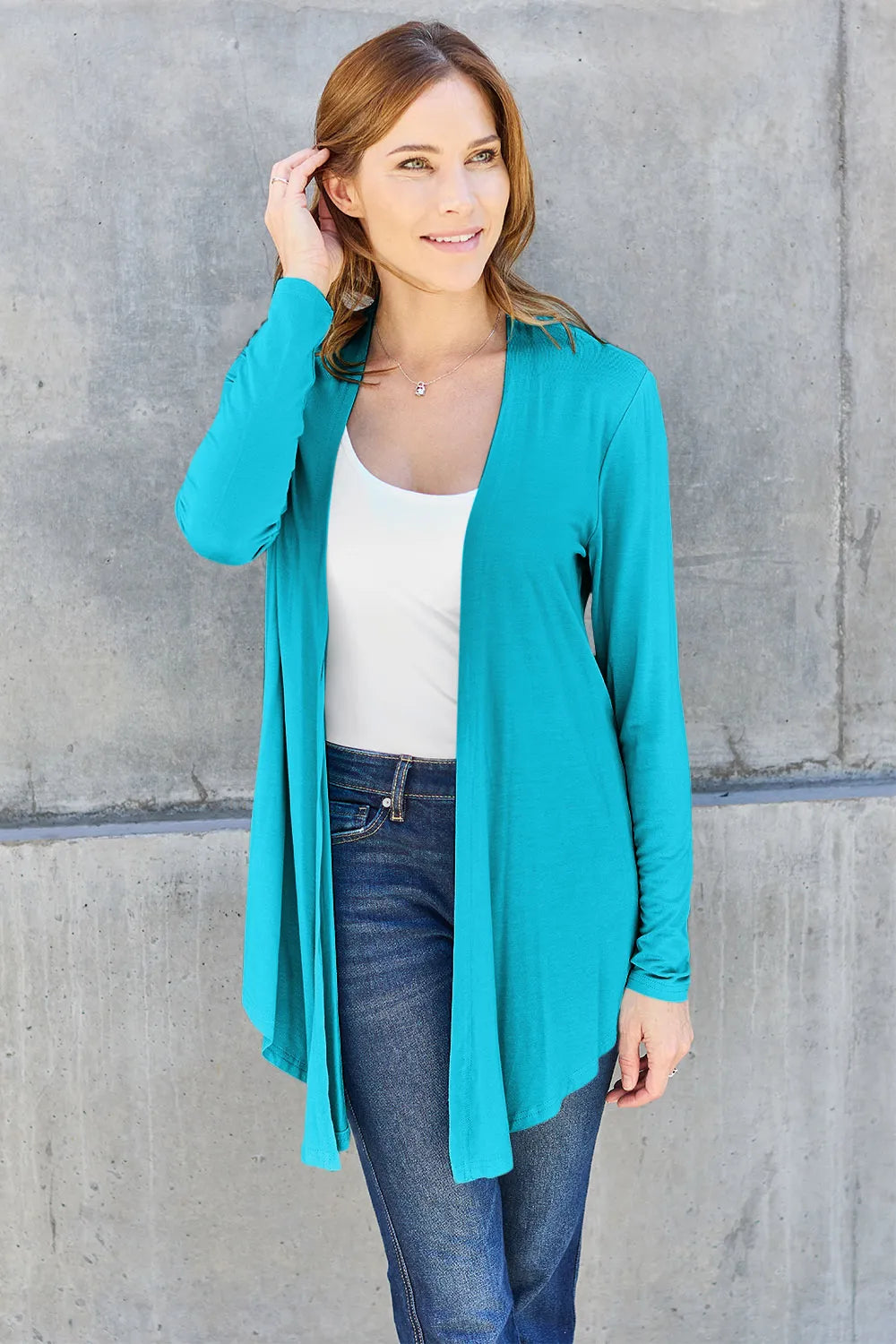 Basic Bae Full Size Open Front Long Sleeve Cardigan | Lola Mariee