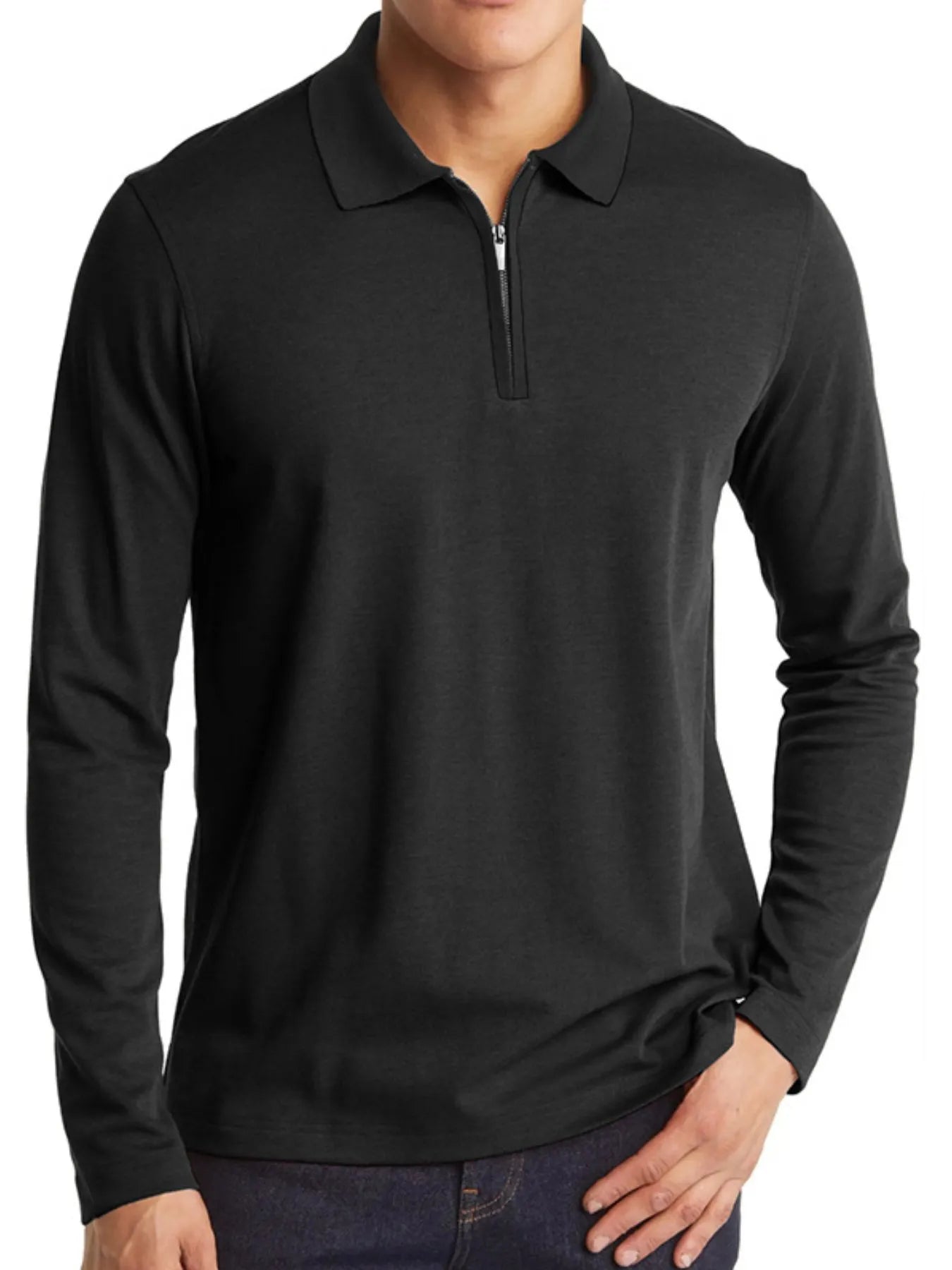 Men's Classic Long Sleeve Contrast Collar Polo Shirt – view 6 | Lola Mariee