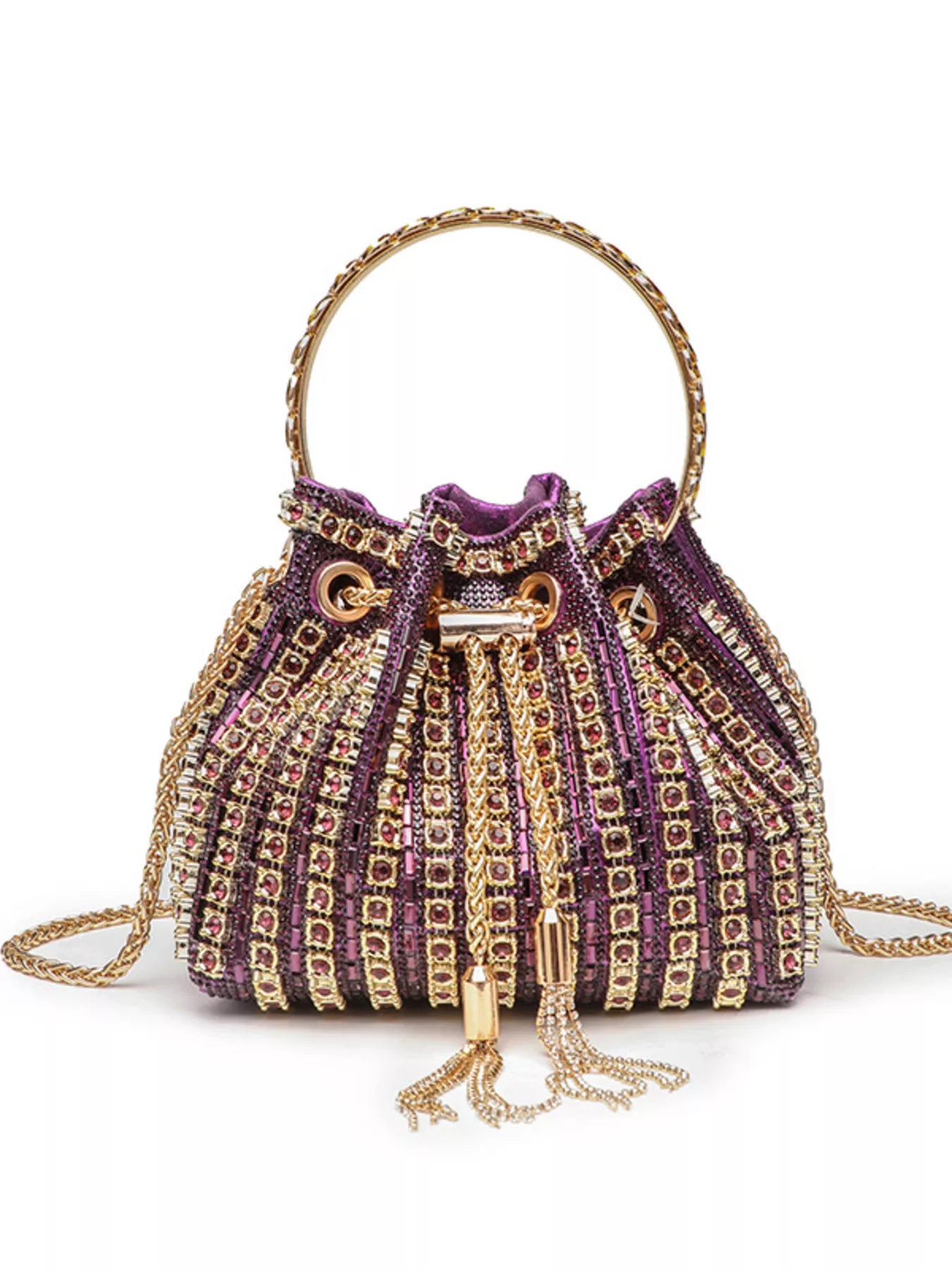 Rhinestone Embellished Bucket Crossbody Bag - Trendsi | Lola Mariee