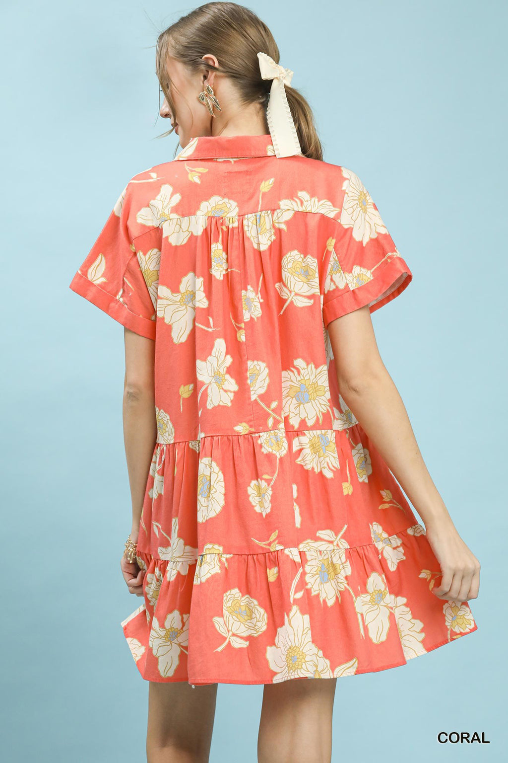 Umgee Floral Tiered Collared Babydoll Dress - Trendsi | Lola Mariee