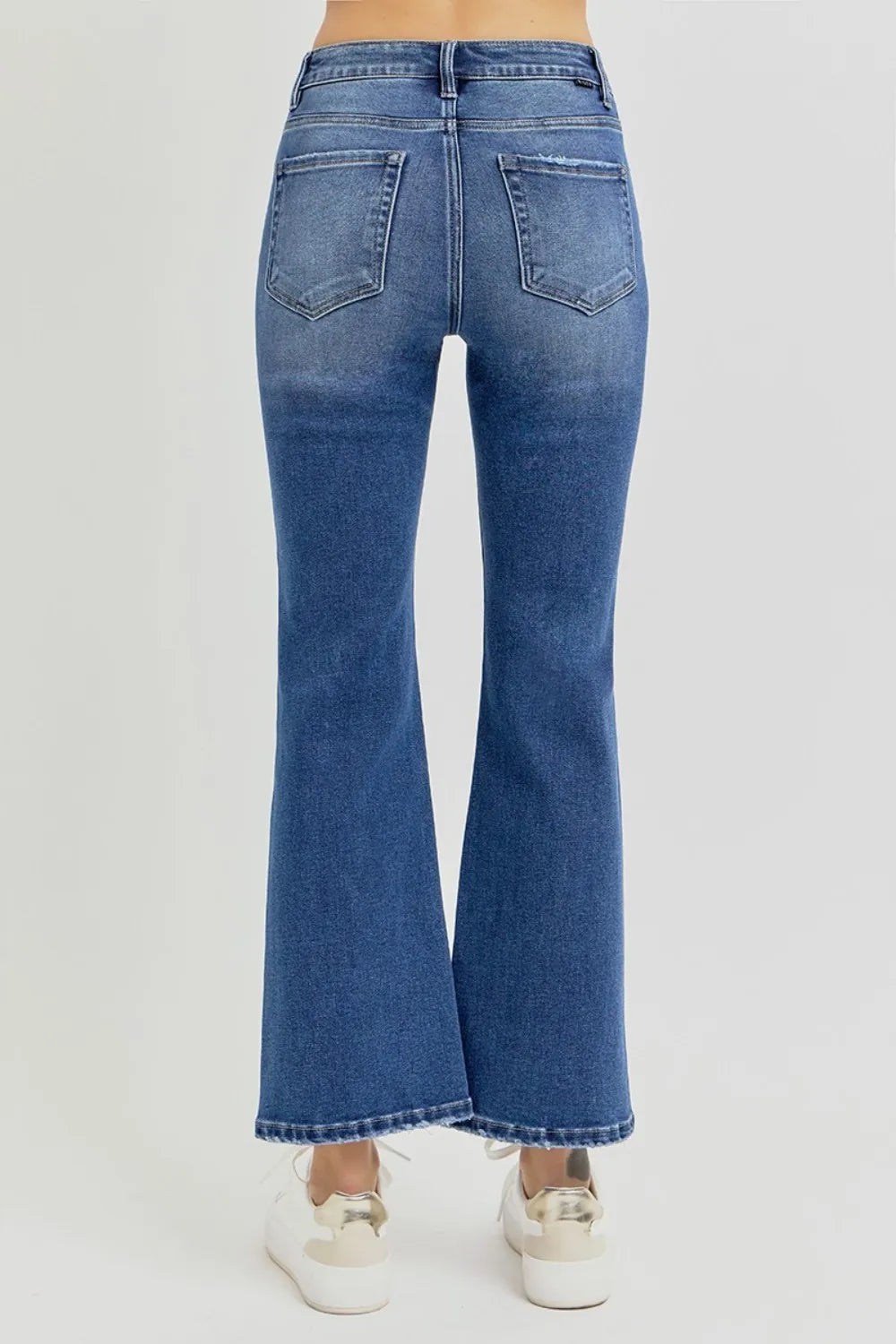 RISEN Full Size Distressed High Rise Crop Flare Jeans - LOLA MARIEE | Lola Mariee