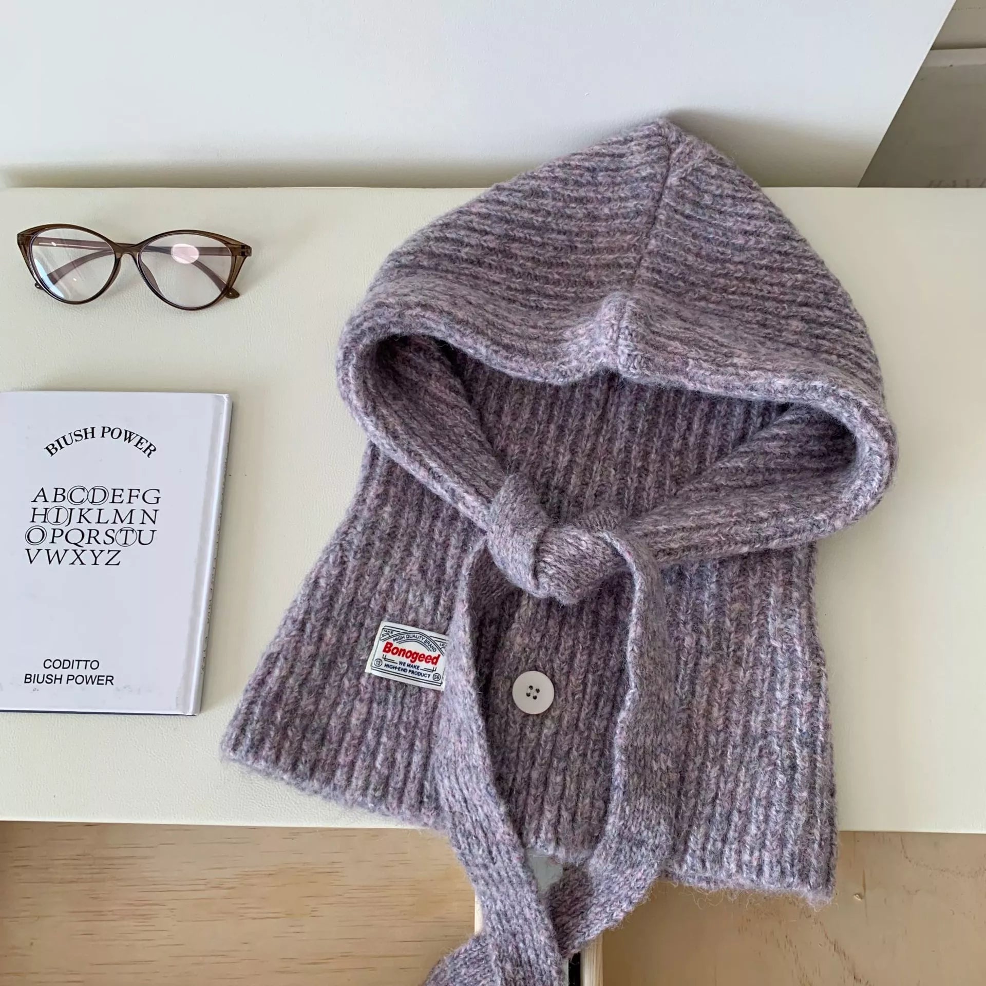 Knitted Winter Scarf Hat – view 4 | Lola Mariee