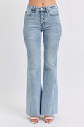Judy Blue Full Size Mid Rise Rhinestone Side Panel Detail Flare Jeans Plus Size - women's bottoms at Lola Mariee boutique