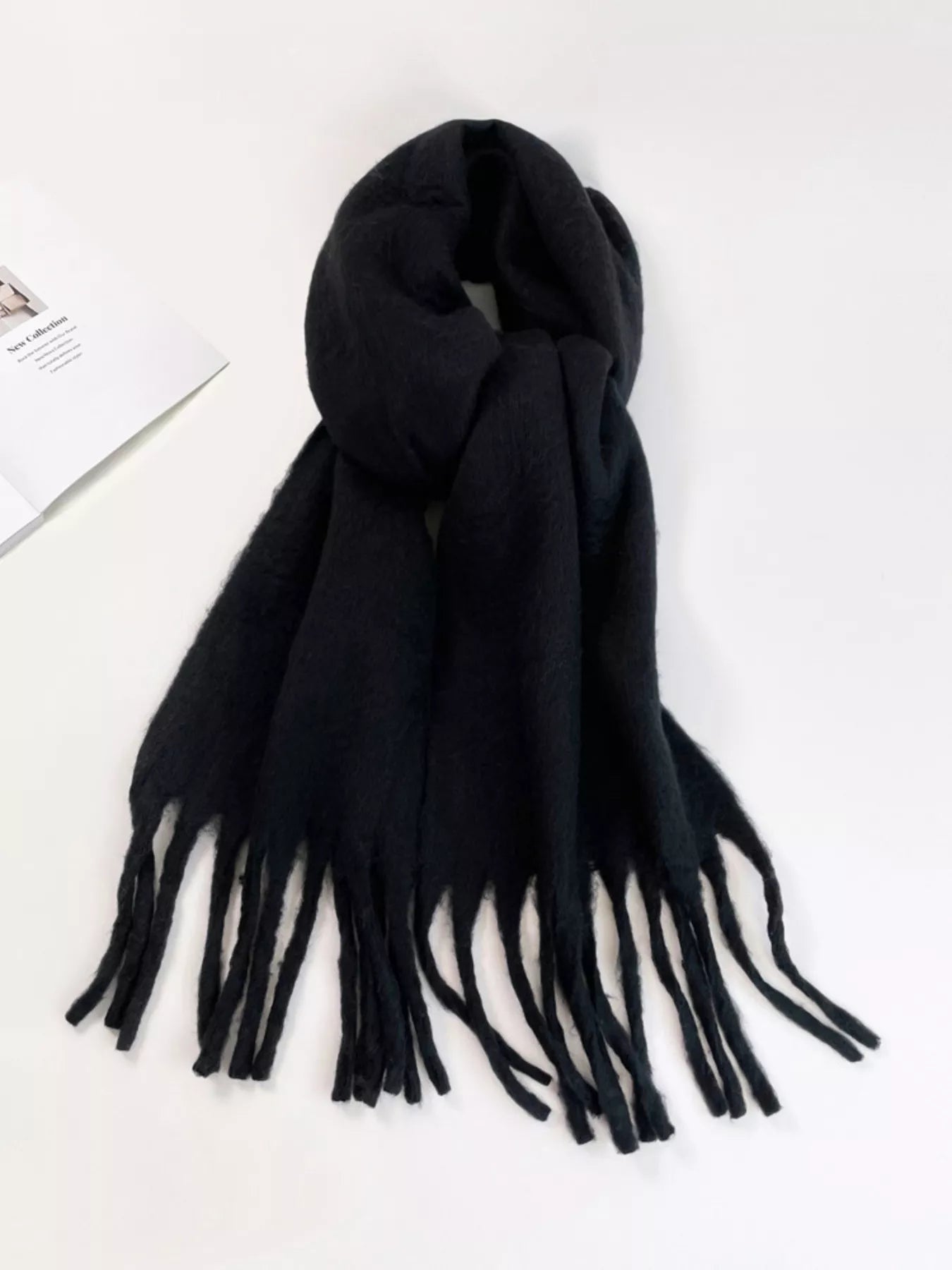 Fringe Hem Soft Winter Scarf – view 3 | Lola Mariee