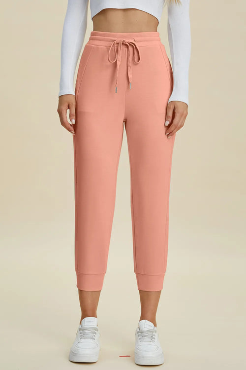 Basic Bae Full Size Air Scuba Drawstring High Waist Cropped Pants | Lola Mariee