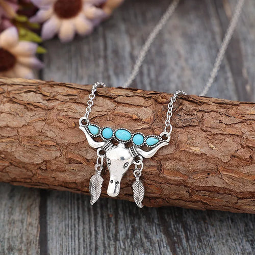 Artificial Turquoise Cow Shape Necklace | Lola Mariee
