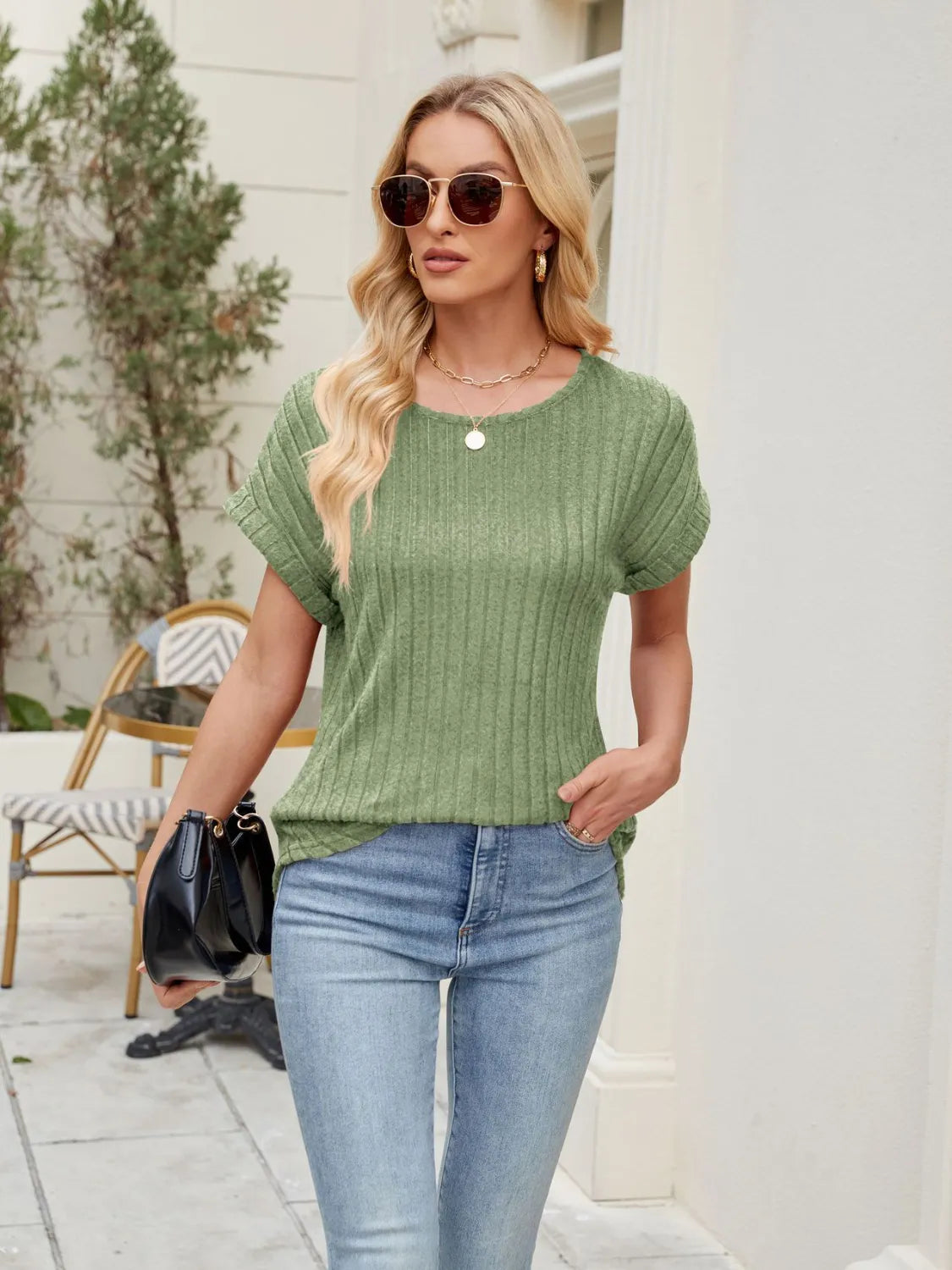Round Neck Short Sleeve T-Shirt - Trendsi | Lola Mariee