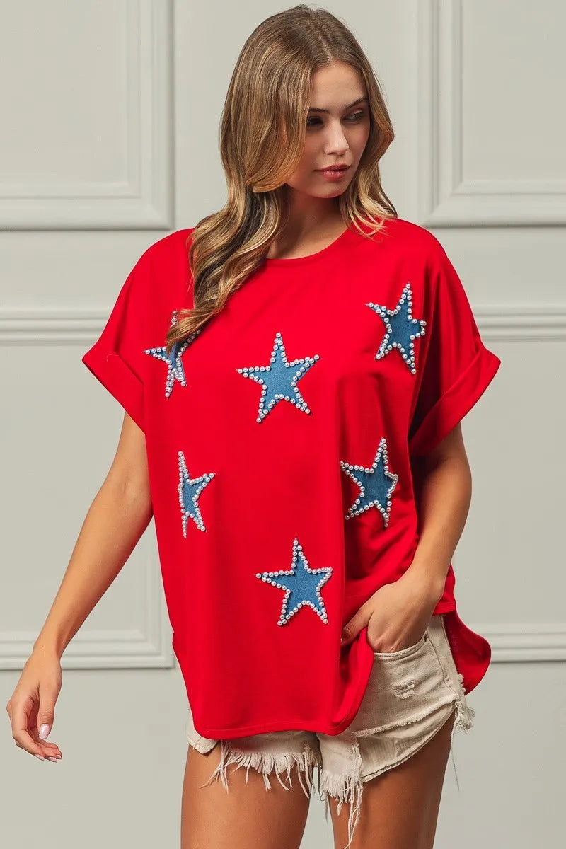 BiBi Fourth Of July Terry T-Shirt - Trendsi | Lola Mariee