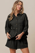 BiBi Crinkle Gauze Shirt and Short Set - Trendsi | Lola Mariee