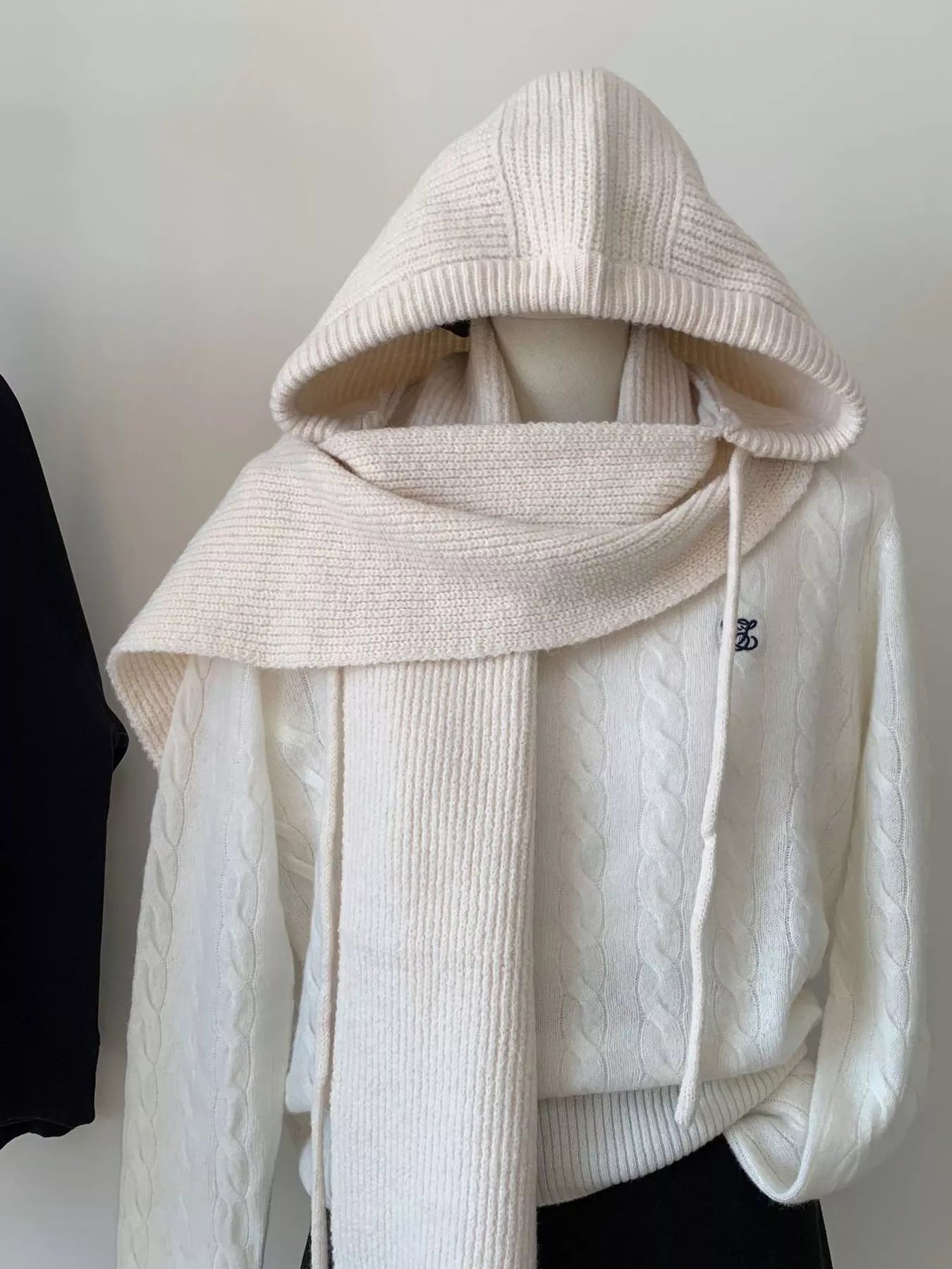 Knitted Solid Color Scarf Hat – view 4 | Lola Mariee