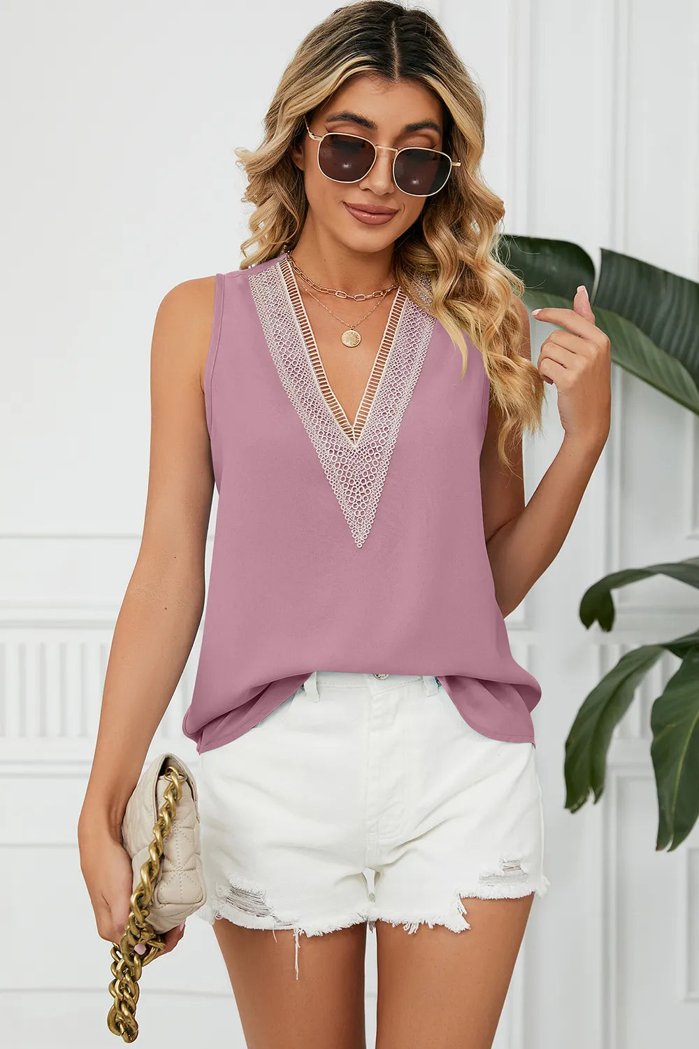 V-Neck Wide Strap Tank – view 7 | Lola Mariee