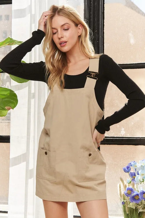 ADORA Adjustable Wide Strap Square Neck Overall Dress | Lola Mariee
